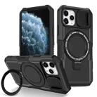 For iPhone 11 Pro Sliding Camshield MagSafe Holder TPU Hybrid PC Phone Case(Black) - 1