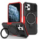 For iPhone 11 Pro Sliding Camshield MagSafe Holder TPU Hybrid PC Phone Case(Black Red) - 1