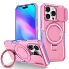 For iPhone 16 Pro Max Sliding Camshield MagSafe Holder TPU Hybrid PC Phone Case(Purple Pink) - 1