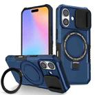 For iPhone 16 Plus Sliding Camshield MagSafe Holder TPU Hybrid PC Phone Case(Royal Blue) - 1