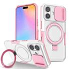 For iPhone 16 Plus Sliding Camshield MagSafe Holder TPU Hybrid PC Phone Case(Pink White) - 1