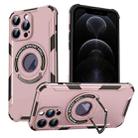 For iPhone 12 Pro Max MagSafe Magnetic Holder Phone Case(Pink) - 1