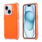 For iPhone 15 Dreamland 3 in 1 Solid Color Transparent Frame PC + TPU Phone Case(Orange) - 1