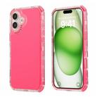 For iPhone 16 Plus Dreamland 3 in 1 Solid Color Transparent Frame PC + TPU Phone Case(Rose Red) - 1