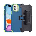 For iPhone 11 3 in 1 PC + TPU Sliding Sleeve Phone Case(Blue+Green) - 1
