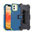 For iPhone 12 3 in 1 PC + TPU Sliding Sleeve Phone Case(Blue+Green) - 1