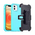 For iPhone 12 3 in 1 PC + TPU Sliding Sleeve Phone Case(Blue+Sky Blue) - 1