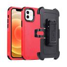 For iPhone 12 3 in 1 PC + TPU Sliding Sleeve Phone Case(Red+Black) - 1