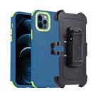 For iPhone 12 Pro Max 3 in 1 PC + TPU Sliding Sleeve Phone Case(Blue+Green) - 1