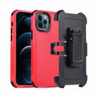 For iPhone 12 Pro Max 3 in 1 PC + TPU Sliding Sleeve Phone Case(Red+Black) - 1