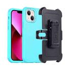 For iPhone 13 3 in 1 PC + TPU Sliding Sleeve Phone Case(Blue+Sky Blue) - 1