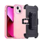 For iPhone 13 3 in 1 PC + TPU Sliding Sleeve Phone Case(Pink+Rose Red) - 1