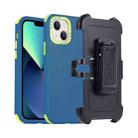 For iPhone 13 mini 3 in 1 PC + TPU Sliding Sleeve Phone Case(Blue+Green) - 1