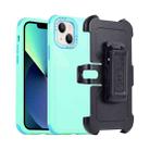 For iPhone 13 mini 3 in 1 PC + TPU Sliding Sleeve Phone Case(Grass Green+Sky Blue) - 1