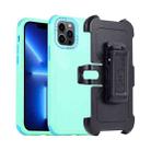 For iPhone 13 Pro 3 in 1 PC + TPU Sliding Sleeve Phone Case(Grass Green+Sky Blue) - 1
