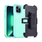 For iPhone 13 Pro Max 3 in 1 PC + TPU Sliding Sleeve Phone Case(Grass Green+Sky Blue) - 1