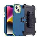 For iPhone 14 3 in 1 PC + TPU Sliding Sleeve Phone Case(Blue+Green) - 1