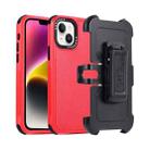 For iPhone 14 3 in 1 PC + TPU Sliding Sleeve Phone Case(Red+Black) - 1