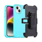 For iPhone 14 Plus 3 in 1 PC + TPU Sliding Sleeve Phone Case(Blue+Sky Blue) - 1