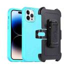 For iPhone 14 Pro 3 in 1 PC + TPU Sliding Sleeve Phone Case(Blue+Sky Blue) - 1