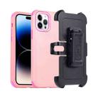 For iPhone 14 Pro Max 3 in 1 PC + TPU Sliding Sleeve Phone Case(Pink+Rose Red) - 1