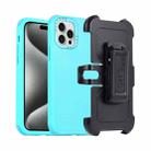 For iPhone 15 Pro 3 in 1 PC + TPU Sliding Sleeve Phone Case(Blue+Sky Blue) - 1