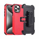 For iPhone 15 Pro 3 in 1 PC + TPU Sliding Sleeve Phone Case(Red+Black) - 1