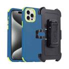 For iPhone 15 Pro Max 3 in 1 PC + TPU Sliding Sleeve Phone Case(Blue+Green) - 1