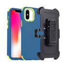 For iPhone X / XS 3 in 1 PC + TPU Sliding Sleeve Phone Case(Blue+Green) - 1