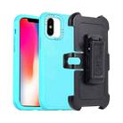 For iPhone X / XS 3 in 1 PC + TPU Sliding Sleeve Phone Case(Blue+Sky Blue) - 1