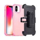 For iPhone X / XS 3 in 1 PC + TPU Sliding Sleeve Phone Case(Pink+Rose Red) - 1