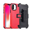 For iPhone X / XS 3 in 1 PC + TPU Sliding Sleeve Phone Case(Red+Black) - 1