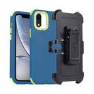 For iPhone XR 3 in 1 PC + TPU Sliding Sleeve Phone Case(Blue+Green) - 1