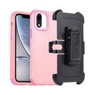 For iPhone XR 3 in 1 PC + TPU Sliding Sleeve Phone Case(Pink+Rose Red) - 1