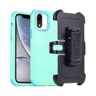 For iPhone XR 3 in 1 PC + TPU Sliding Sleeve Phone Case(Grass Green+Sky Blue) - 1