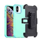 For iPhone XS Max 3 in 1 PC + TPU Sliding Sleeve Phone Case(Grass Green+Sky Blue) - 1