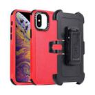 For iPhone XS Max 3 in 1 PC + TPU Sliding Sleeve Phone Case(Red+Black) - 1