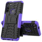 For Motorola Moto G8 / Moto G Fast Tire Texture Shockproof TPU+PC Protective Case with Holder(Purple) - 1