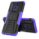 For Samsung Galaxy A21 (US Version) Tire Texture Shockproof TPU+PC Protective Case with Holder(Purple) - 1