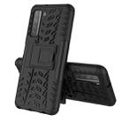 For Huawei P40 Lite 5G Tire Texture Shockproof TPU+PC Protective Case with Holder(Black) - 1