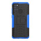 For Samsung Galaxy A21s Tire Texture Shockproof TPU+PC Protective Case with Holder(Blue) - 2