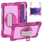 For Samsung Galaxy Tab S9 360 Degree Rotation PC Contrast Silicone Tablet Case(Rose Red + Pink) - 1