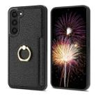 For Samsung Galaxy S23 5G Ring Card  Litchi Leather Back Phone Case(Black) - 1