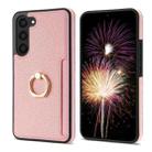 For Samsung Galaxy S23 5G Ring Card  Litchi Leather Back Phone Case(Pink) - 1