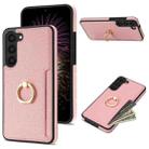 For Samsung Galaxy S23+ 5G Ring Card  Litchi Leather Back Phone Case(Pink) - 1