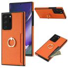 For Samsung Galaxy Note20 Ultra Ring Card  Litchi Leather Back Phone Case(Orange) - 1