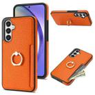 For Samsung Galaxy A54 5G Ring Card  Litchi Leather Back Phone Case(Orange) - 1