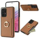 For Samsung Galaxy A52 4G/5G Ring Card  Litchi Leather Back Phone Case(Brown) - 1