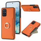 For Samsung Galaxy A51 4G Ring Card  Litchi Leather Back Phone Case(Orange) - 1