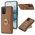 For Samsung Galaxy A51 4G Ring Card  Litchi Leather Back Phone Case(Brown) - 1